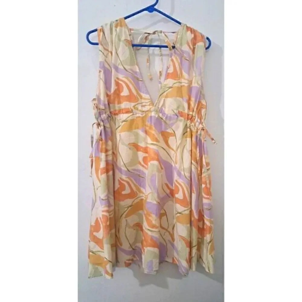 Asos ROMANIA womens Size 8 FLARE SWING Mini shift Dress Plunge Neck Lavender